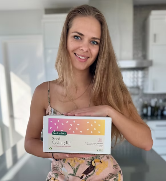 Portrait of Katerina Savenko, founder of Seed Cycle Canada – women’s wellness advocate helping women balance hormones naturally with seed cycling kits